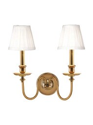 Menlo Park 2-Light Wall Sconce in Aged Brass.